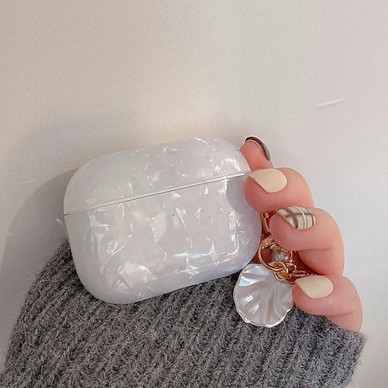 Pearl Silicone Earphone Case For AirPods 1/2/3/4/Pro 1/Pro 2 Soft Silicone Cover With Pearl Pendant Headphone Accessories Set