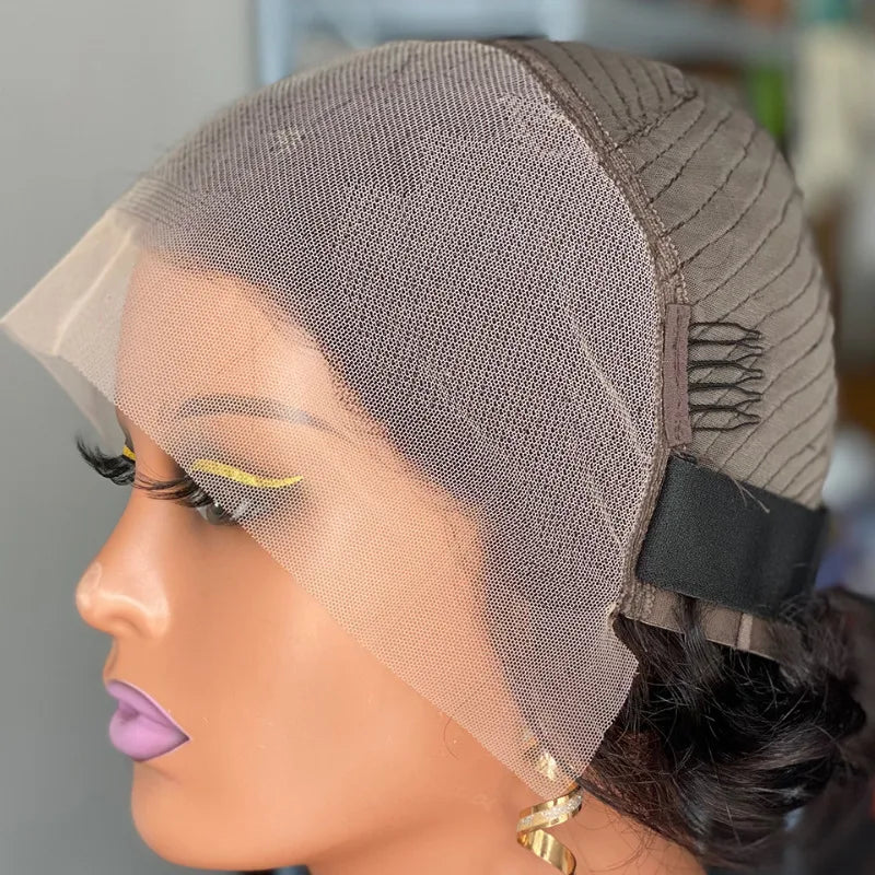 200% Density High Quality Curly Pixie Cut 13x4 Lace Frontal Wavy Wigs Virgin Human Hair Soft Natural Look Easy Style Comfort