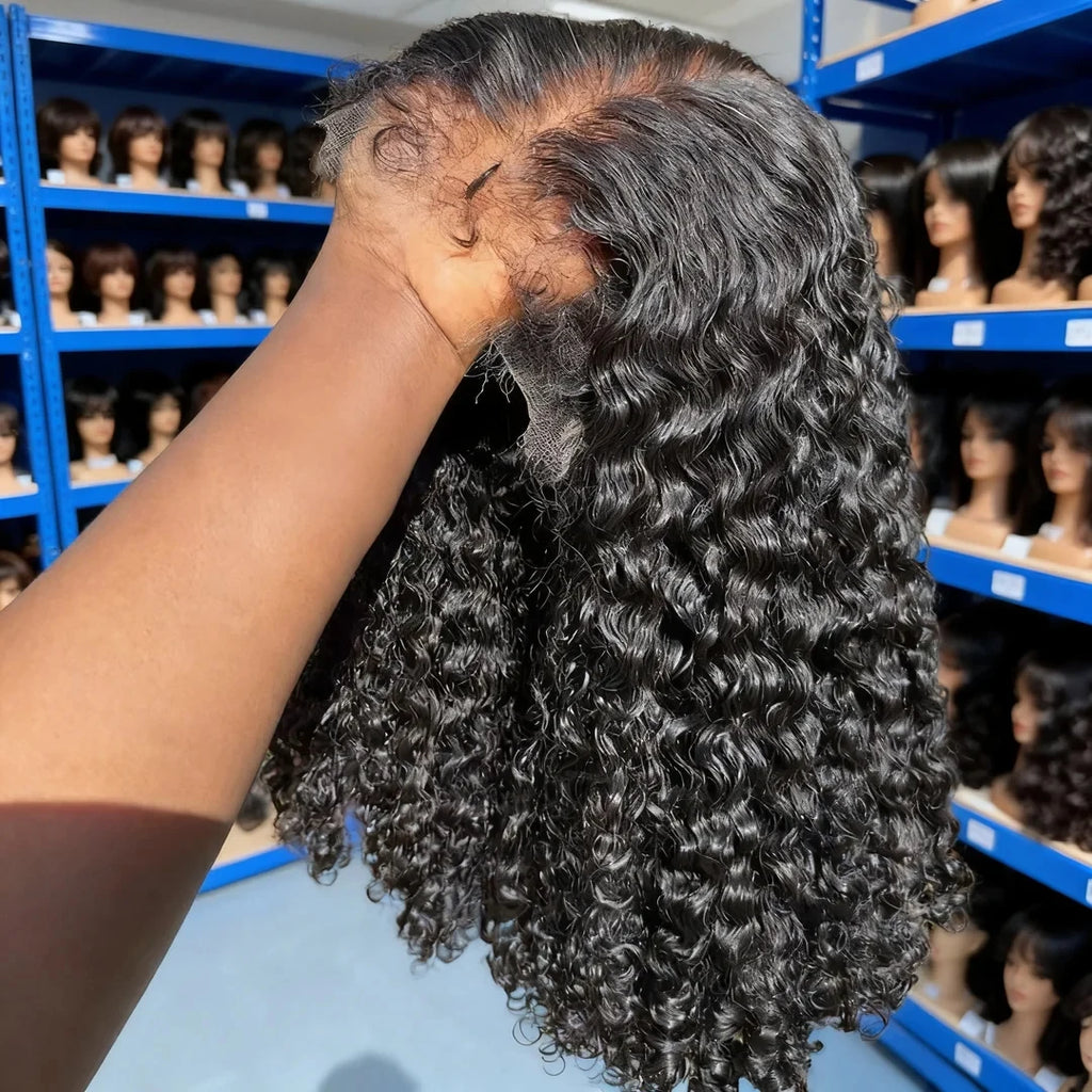 Brazilian Natural Black 13x6 Lace Front Wigs Wet and Wavy 250% Density HD Transparent Lace Frontal Wigs Jerry Curly 13x4 HD Swiss Lace Frontal Human Hair Wig Full Lace Pre Plucked Baby Hair for Women
