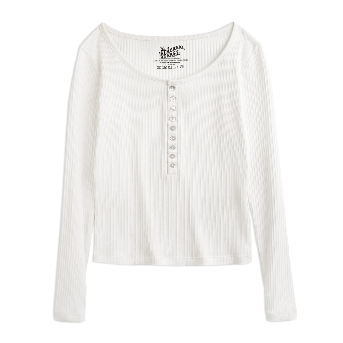 Maden Women’s Slim Fit Henley Shirt Ribbed Knit Long Sleeve T-shirt O-Neck Layering Top Solid Color Autumn Winter Inner Wear
