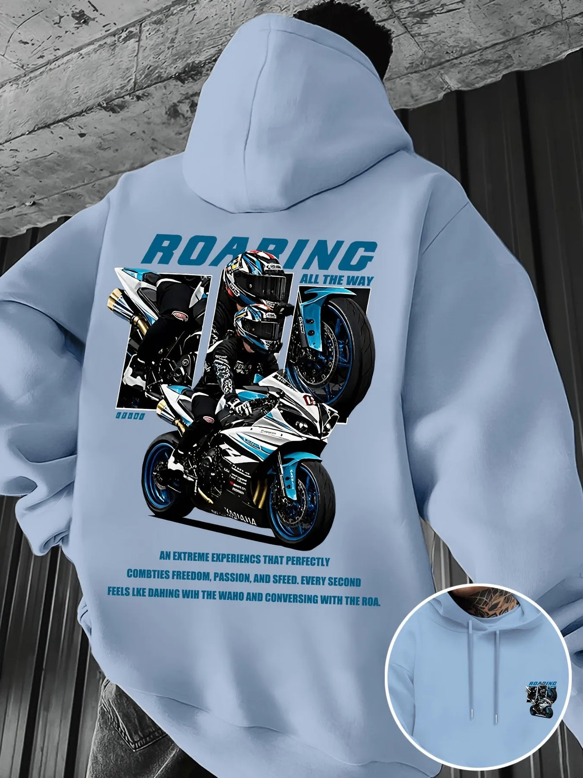 2026 Autumn/Winter New Style Street Casual Simple Fashion Comfortable 3D Motorcycle Pattern Printed Men's Hooded Sweatshirt