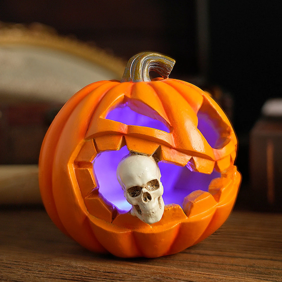 Halloween Ghost Pumpkin Lantern Decor Pumpkin Eating Skull Statue Table Centerpieces for Porches Gardens Patios Ornament