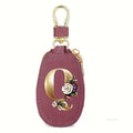 Matte rose color, unisex, 26-letter coin purse, car key gift set, PU leather car smart key bag