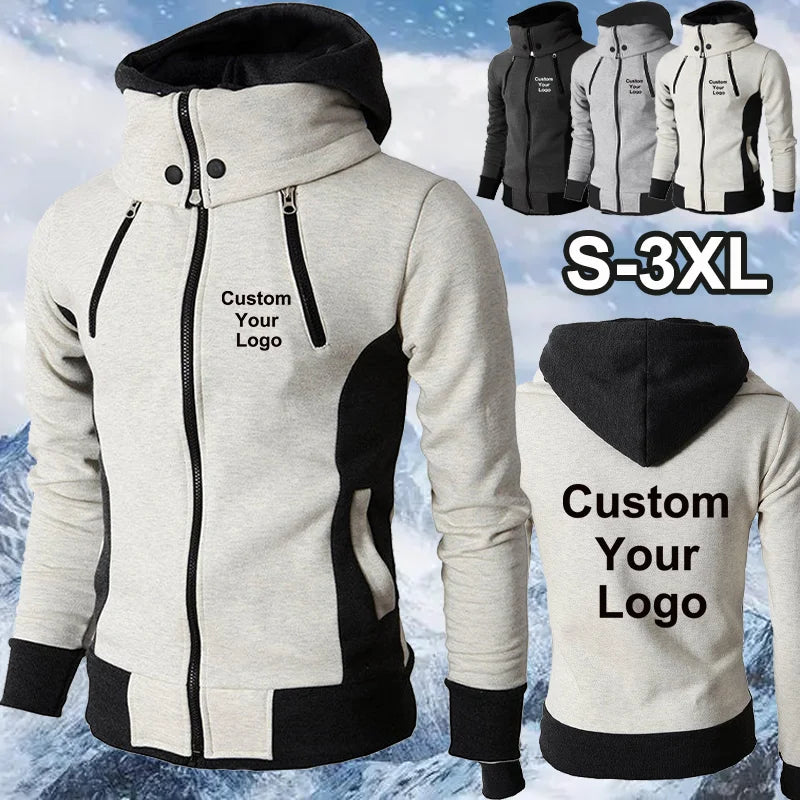New High Quality Fashion Men's Custom Your Logo Jackets Warm Windbreaker Jackets Winter Coat Jacket Slim Fit Hooded Jackets