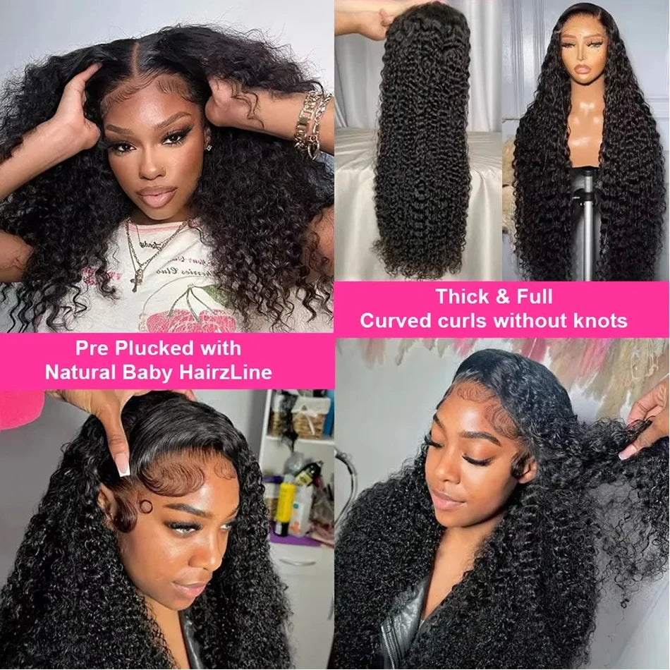 Wear and Go Glueless Wigs Deep Wave Human Hair Pre Plucked 13x4 Wet and Wavy Kinky Curly Lace Frontal Wigs For Women 250%