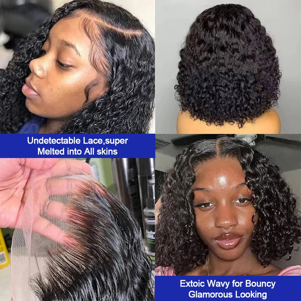 Brazilian Natural Black 13x6 Lace Front Wigs Wet and Wavy 250% Density HD Transparent Lace Frontal Wigs Jerry Curly 13x4 HD Swiss Lace Frontal Human Hair Wig Full Lace Pre Plucked Baby Hair for Women
