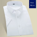 Men's Short Sleeved Dress Shirt Summer White Black Blue Pink Classic Solid Chemise Homme Male Business Casual Shirts KOACUS