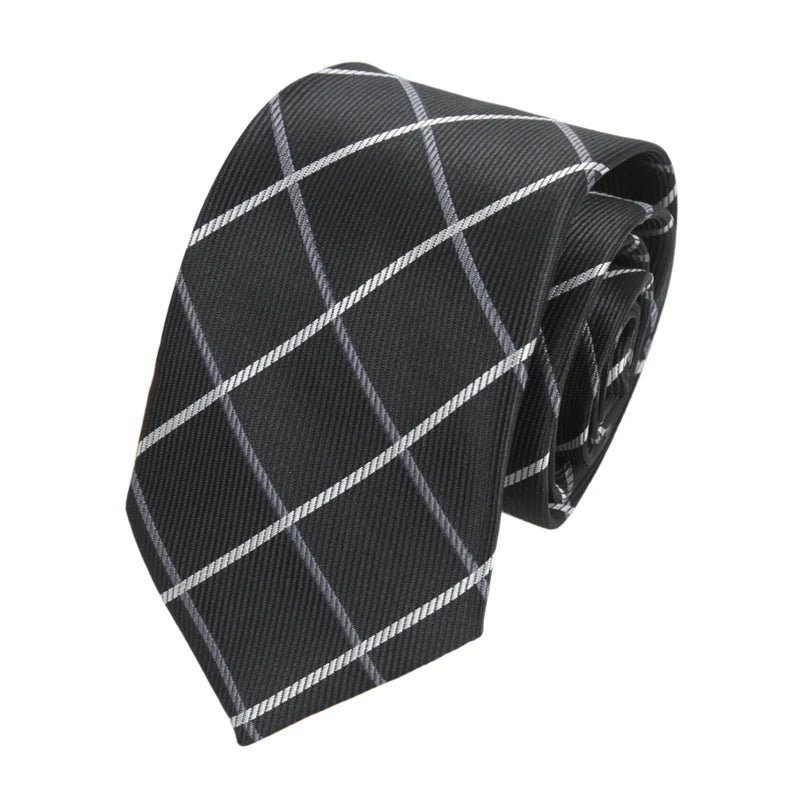 Men Ties Classic Business Necktie Black Stripes Plaid Solid Tie for Man Gifts Neck Tie for Wedding Party Accessories