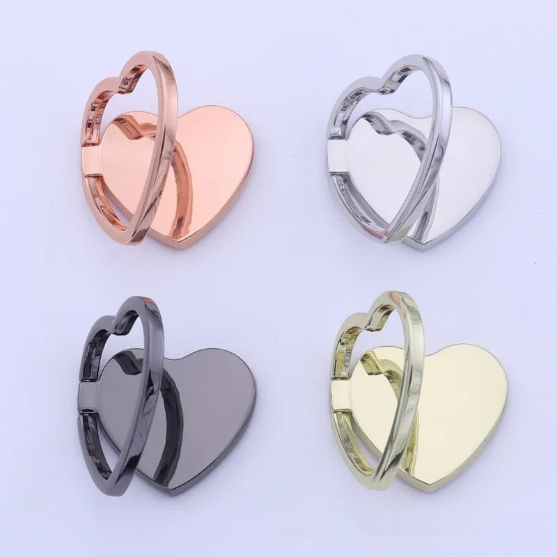 2Pcs Heart Pattern Mobile Phone Finger Ring Holder Phone Accessories