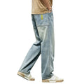 2024 Autumn New Solid Color Jeans Men's Four Seasons Loose Versatile Straight Pants Korean Style Trendy Workwear Long Pants