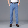 High Quality Jeans Men Spring Summer 100%Cotton Classics Business Straight Denim Pants Dark Blue Trousers Male Plus Size 40 42