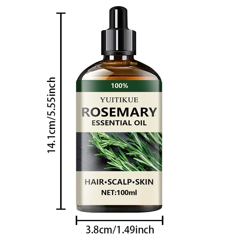100% pure rosemary essential oil, suitable for hair, scalp, and skin, natural aromatherapy oil, nourishing and revitalizing.