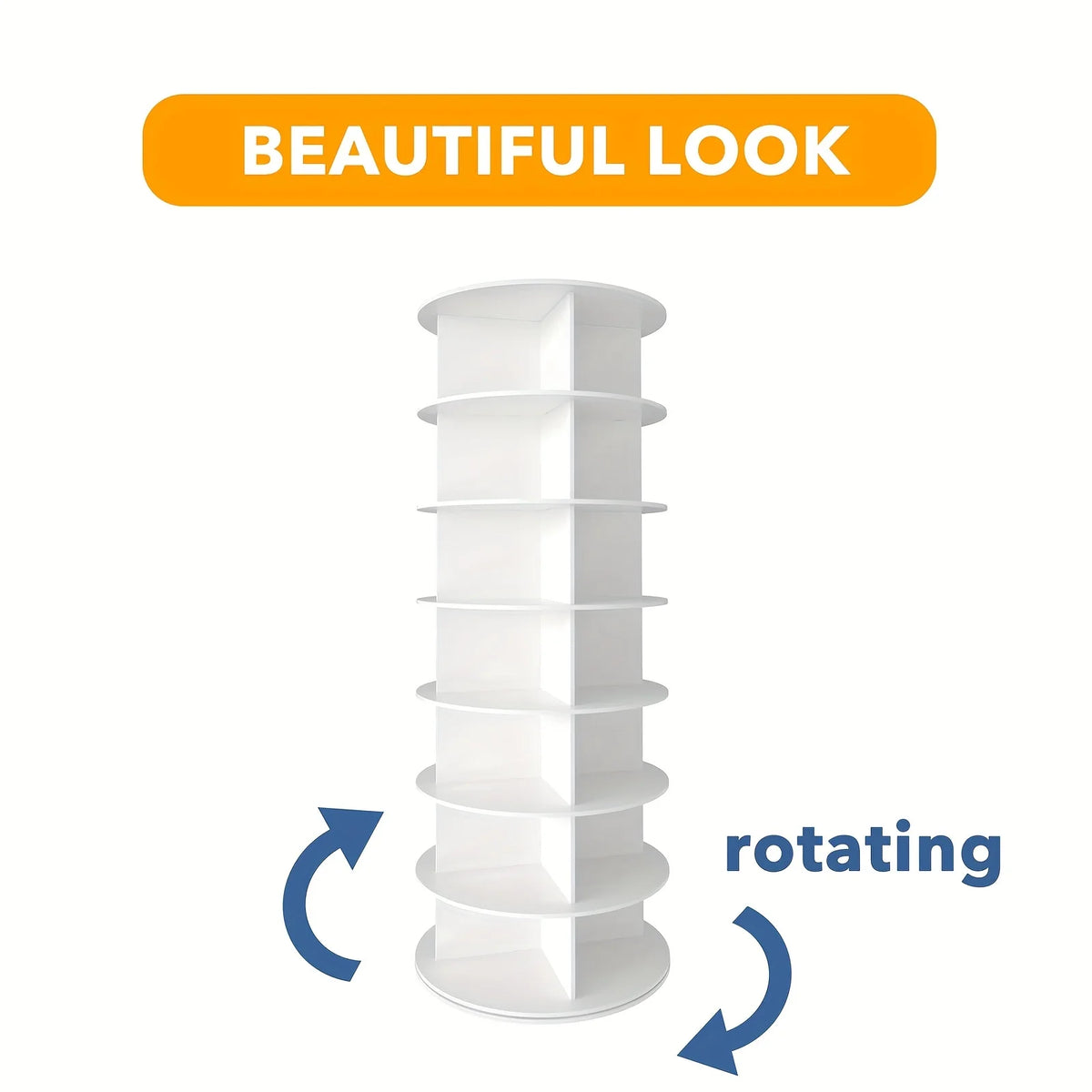 7-Tier Vertical Shoe Organizer Rack - 360° Spinning Tower | Foldable Space-Saving Storage for Home, Retail Store & Commercial