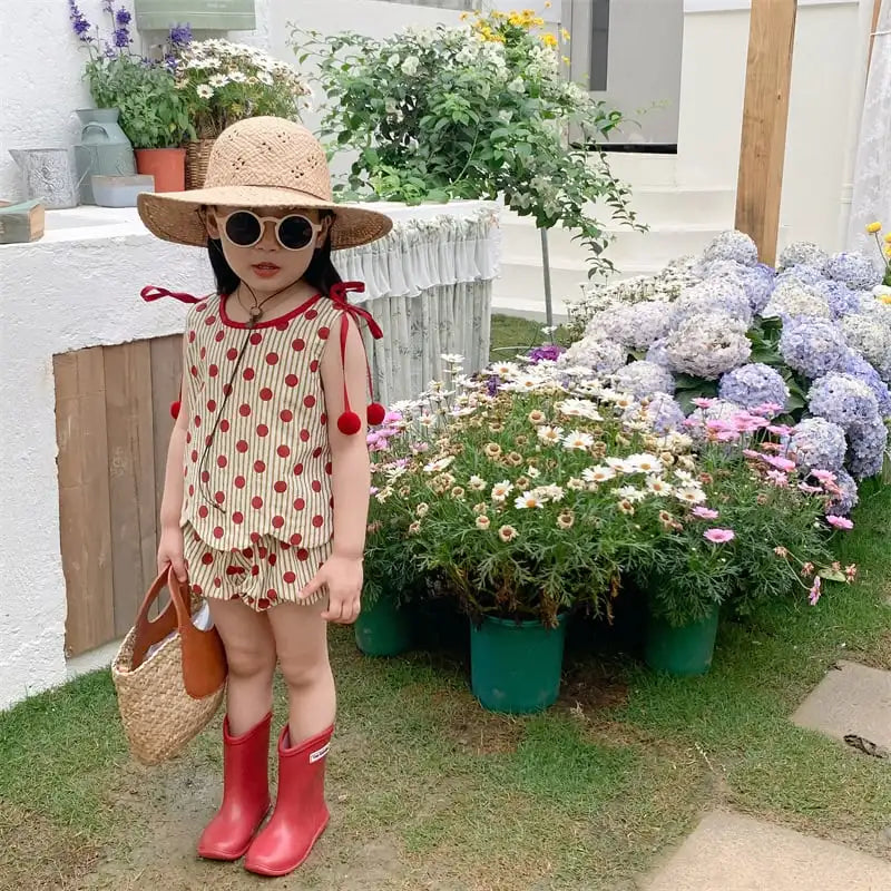 Baby Girl Summer Clothing Set Tops & Shorts Polka Dot Bloomers PP Shorts Pumpkin Short Pants Toddler Sleeveless T-shirts