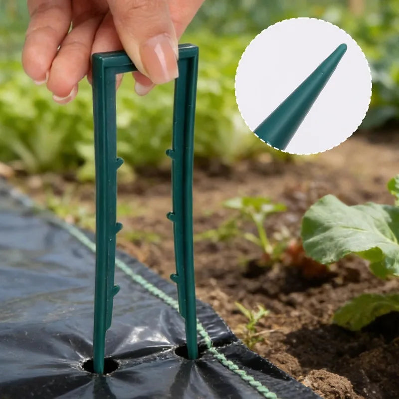 U-Shaped Garden Stakes with Pointed Tip Plastic Ground Studs Garden Pin Landscape Staples for Yard Lawn Weeds Barriers Wholesale