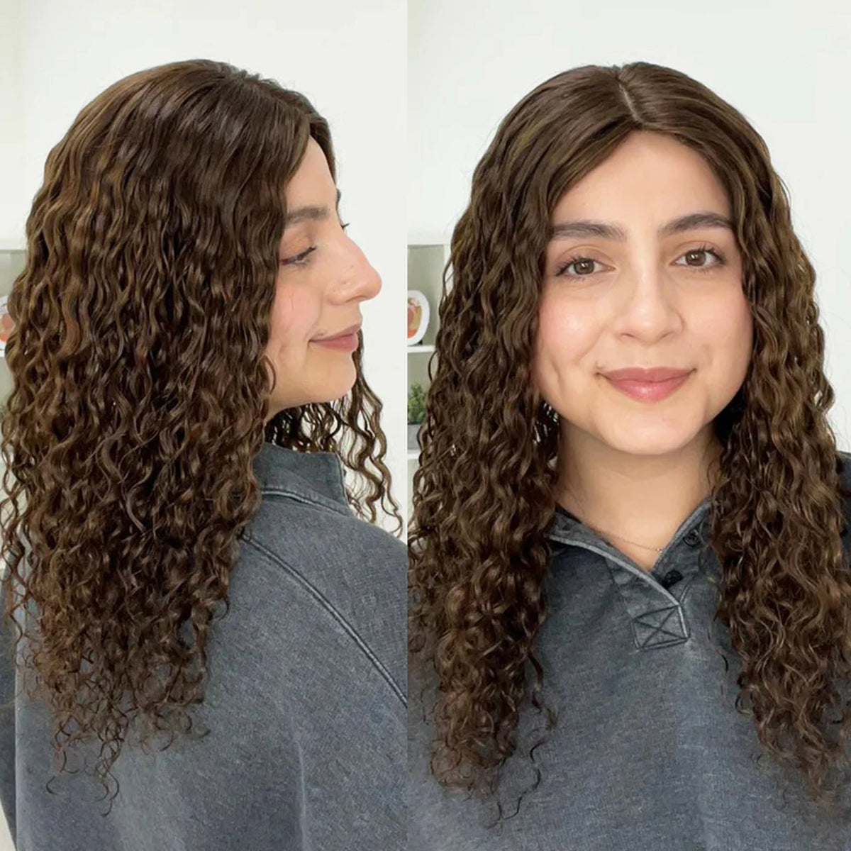 Full Hand Tied Silk Base Topper with Clips in Medium Brown Wave Curly Real  Human Hair Toupee for Women Soft Breathable