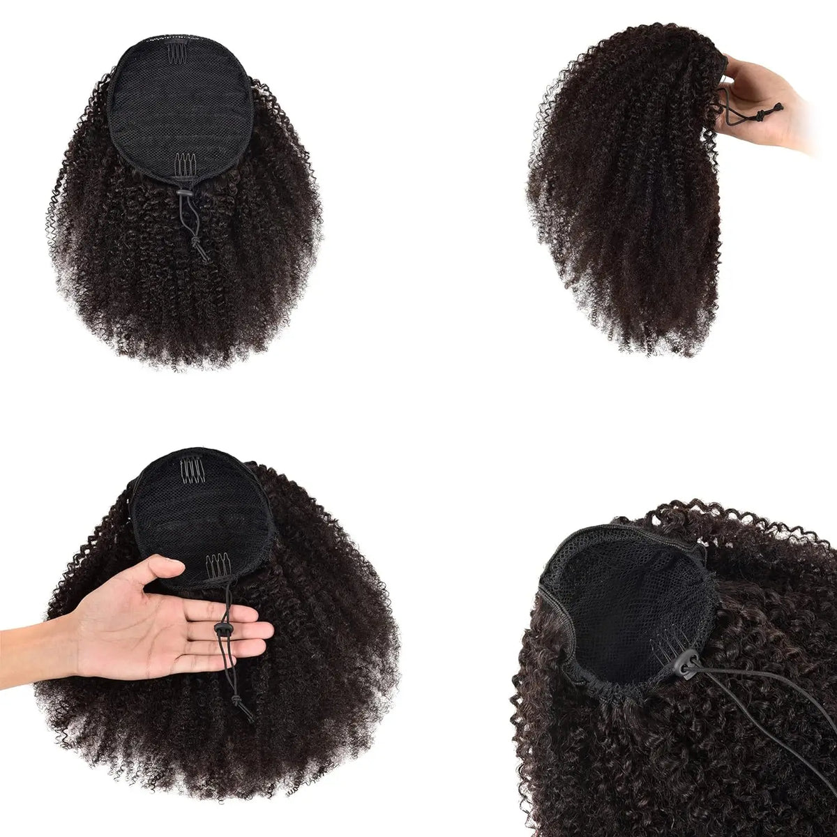 Synthetic Afro Puff Drawstring Ponytail Extension for Black Women Short Afro Curly Clip On Kinky Drawstring Bun