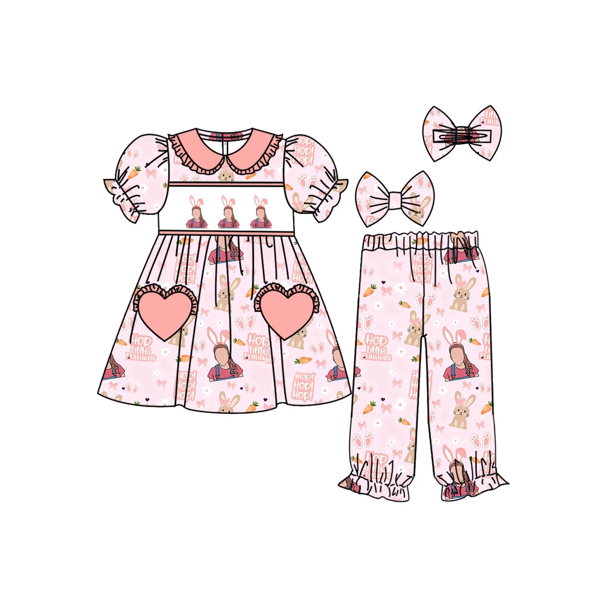 Wholesale Baby Girls Boutique Children Back To School Clothing ABC Letter Sets Kids Shirt Pink girls Pants Fashion Outfit