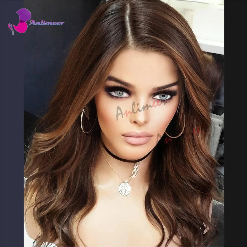 Light Brown Balayage Right Side Part Lace Front Wig Human Hair Highlighted Wigs Body Wave Silk Base Scalp Topper Wig for Women
