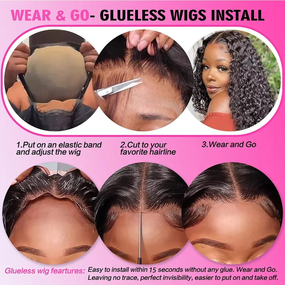 5x7 Glueless Wig Human Hair Ready to Wear and Go Glueless Wigs for Women Pre Cut 13x4 Deep Kinky Curly Lace Front Wig Brazilian