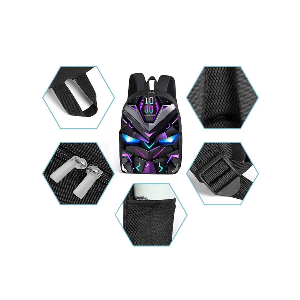 Mechanical Robots Print 3Pcs/Set Backpack with Messenger Bags ,Pencil Bags for Boy/Girl Best Gift Cartoon Student School Bags
