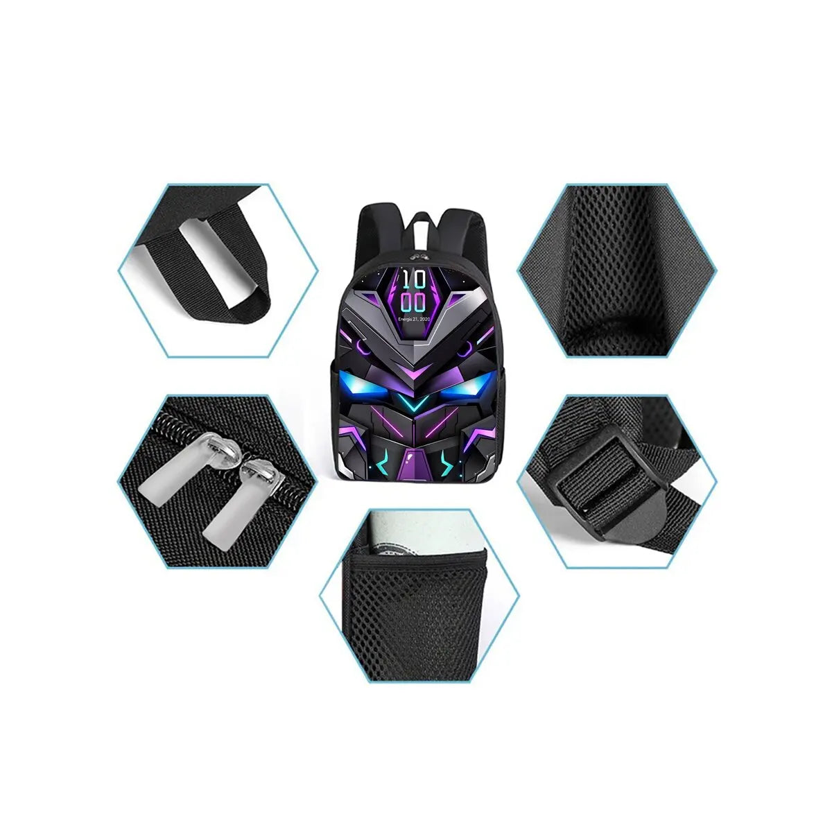 Mechanical Robots Print 3Pcs/Set Backpack with Messenger Bags ,Pencil Bags for Boy/Girl Best Gift Cartoon Student School Bags