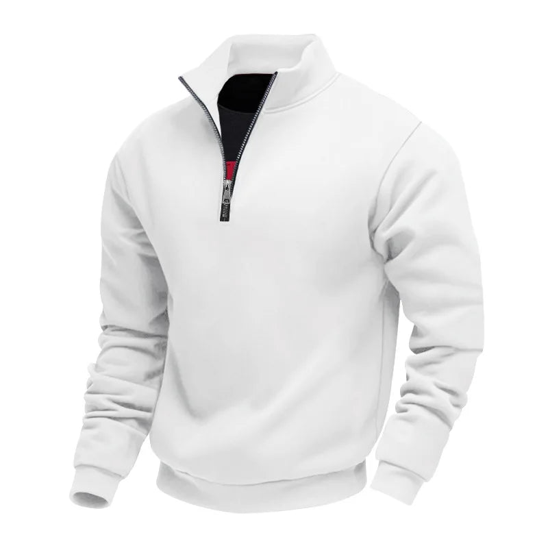 Cross-border winter velvet heavy loose outdoor men's warm half zipper stand-up collar pullover sports sweater men