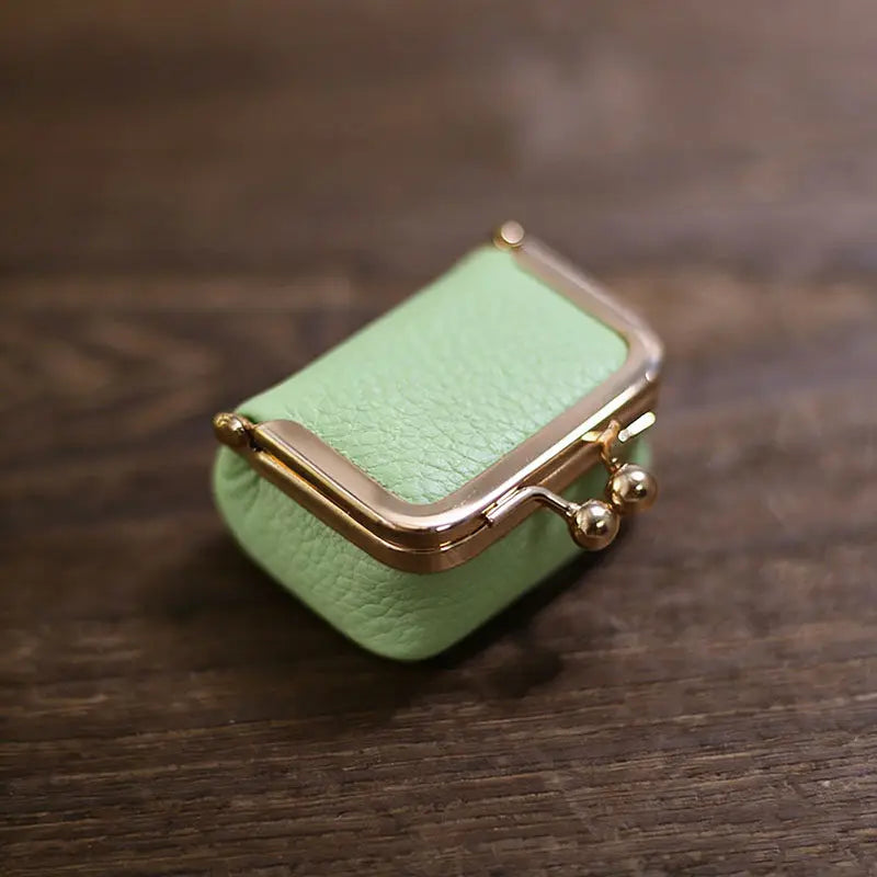 Litchi Grain Mini Bag, 2 Sizes Available, Retro Metal Kiss Lock, Portable Jewelry Pouch for Rings, Earrings & Necklaces Coin Pur