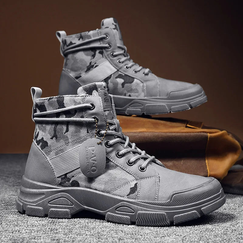 Men Boots Casual Outdoor Desert Boots Autumn Fashion Camouflage Lace-up Platform Shoes Man  Botas Masculina Zapatos Hombre