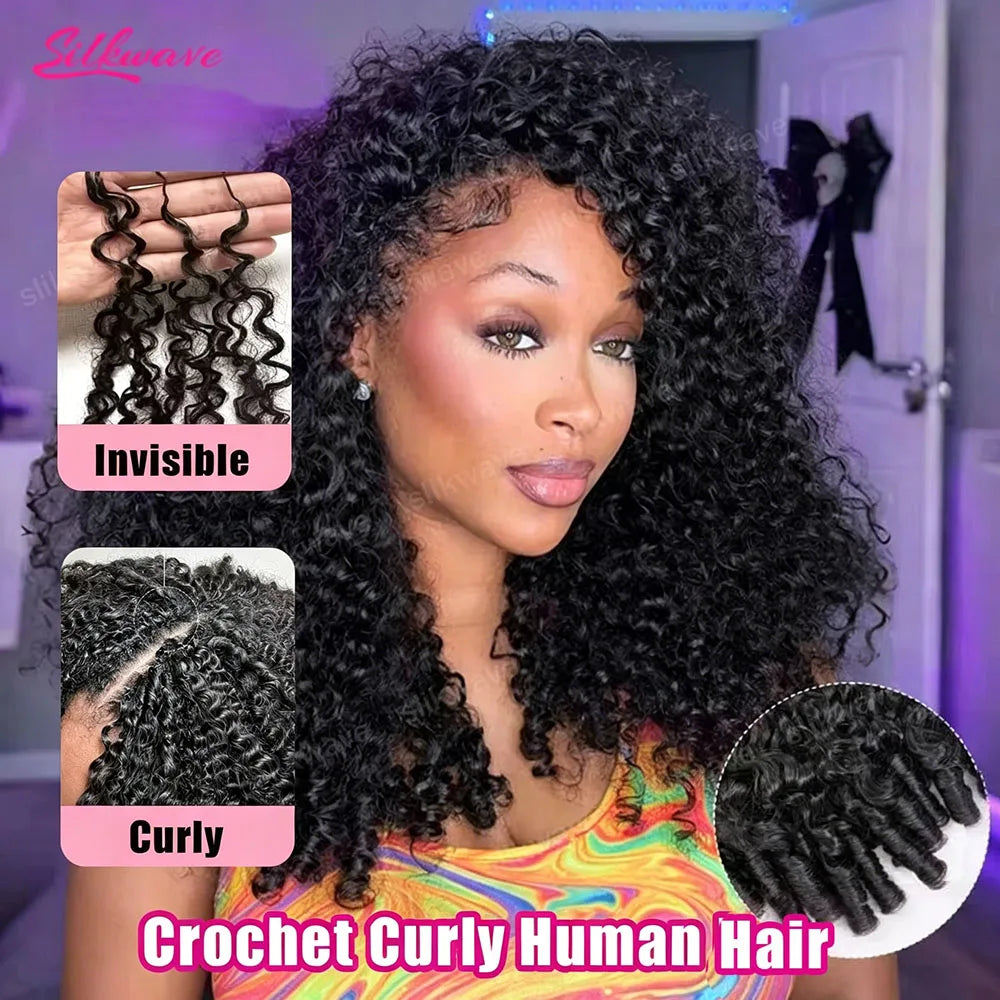 Slikwave Burmese Curly Knotless Pre-Separated Human Hair Crochet Real Water Wave Human Hair Extensions Natural Color For women