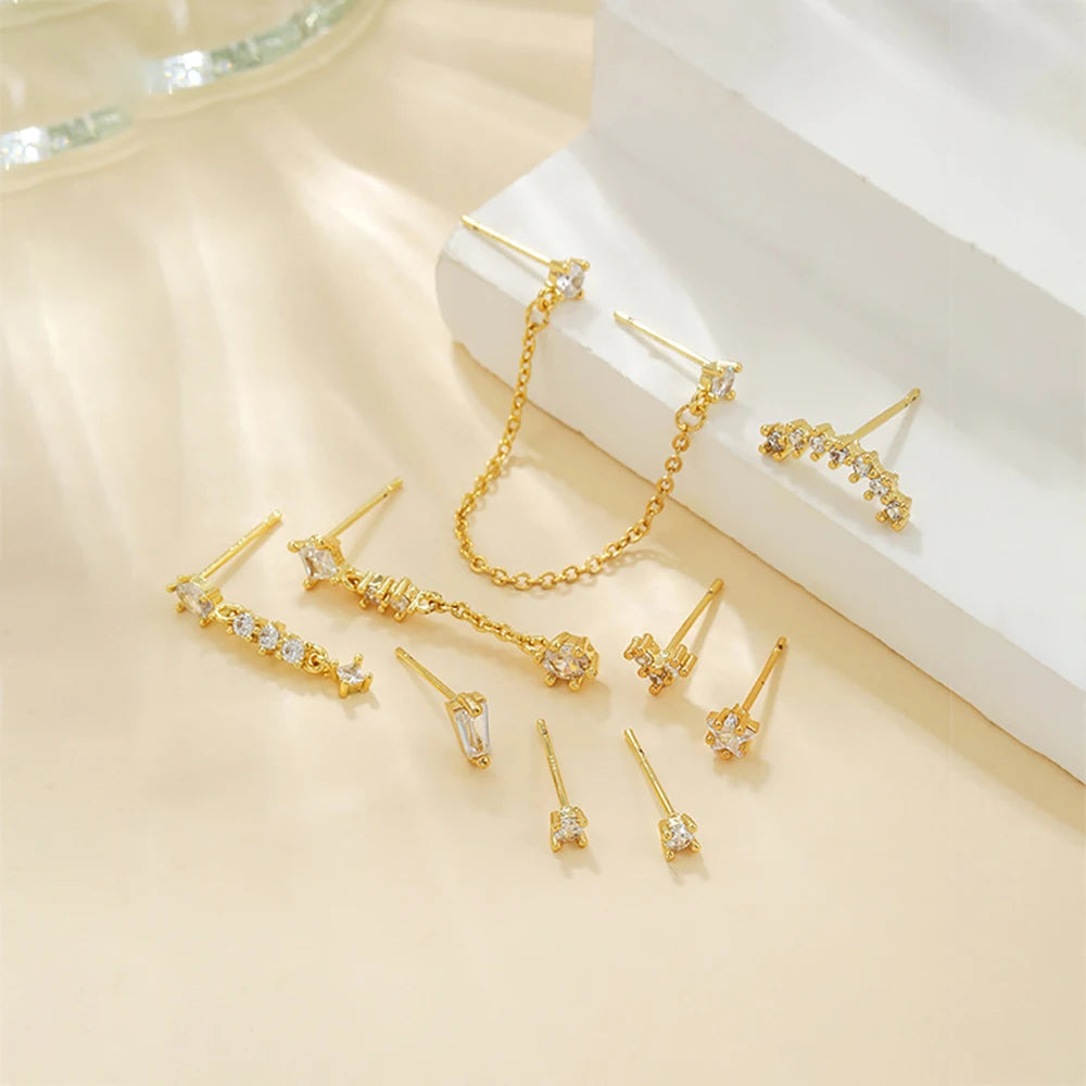Stainless Steel Link Chain Gold Color Hanging Earrings for Women Girl Simple Tassels Dangle Earring Fashion Jewelry Dropshipping
