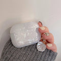 Luxury Girls Pearl Case Protective Shell with Keychain For AirPods 4 3 2 1 Pro Wireless Earphone Accessories Headphone Box Cover