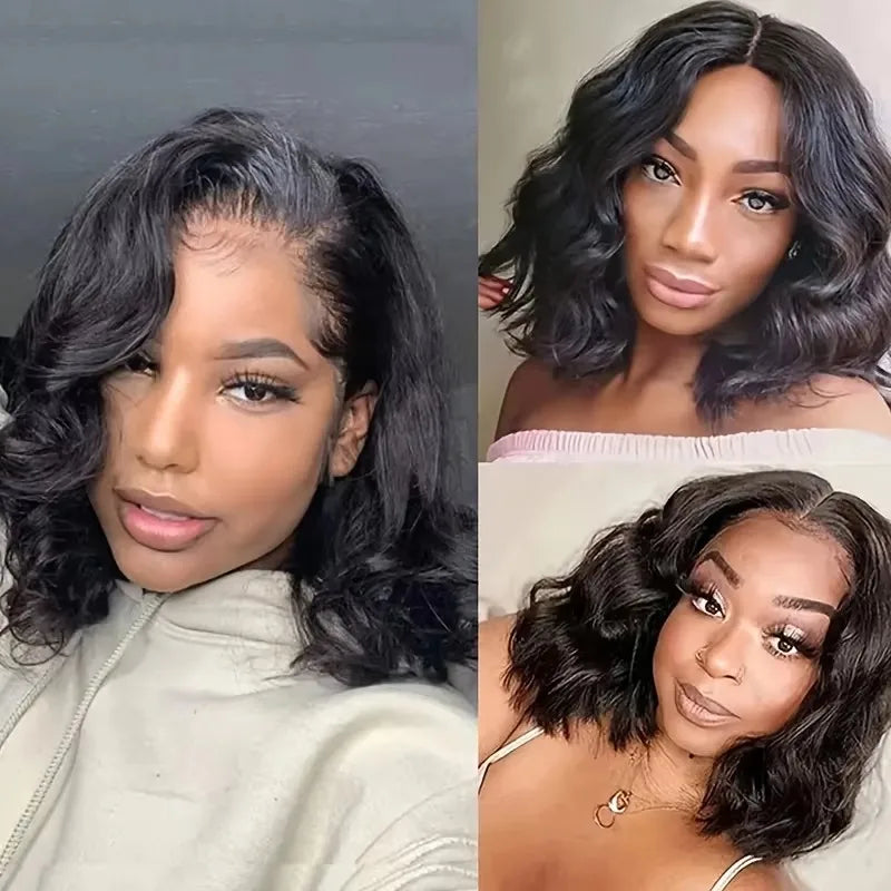 Short Body Wave Bob Wig 13x6 Transparent Lace Frontal Wig 100% Human Hair Brazilian 13x4 Pre Plucked Wigs 5x5 Ready to Go HD Lace Glueless Wigs For Women 250 Density