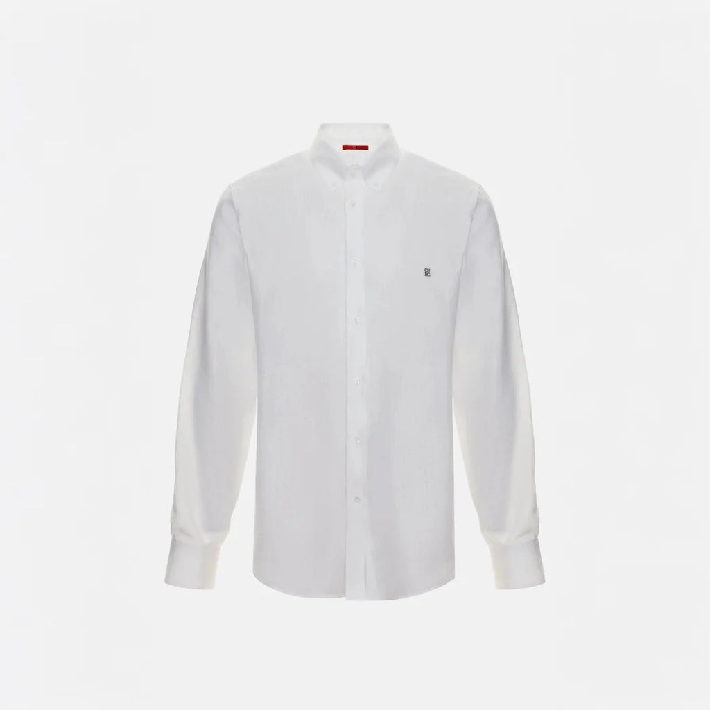 CH Linen Embroidered Long Sleeve Shirt Men Elegant Style Button Up Collar Breathable Casual Daily Tops