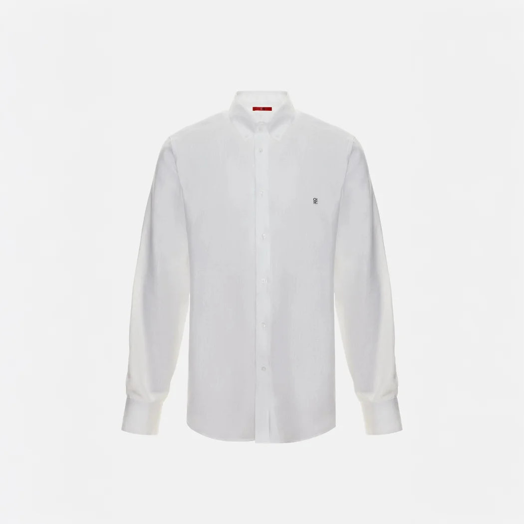 CH Linen Embroidered Long Sleeve Shirt Men Elegant Style Button Up Collar Breathable Casual Daily Tops
