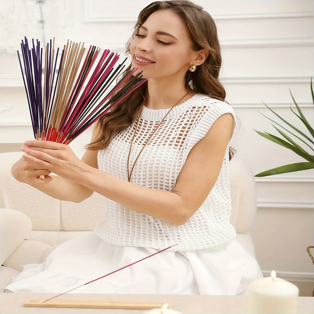 110 Pieces of Fragrances from the Himalayas, Including Lavender, Rose, White Sage, Agarwood, Sandalwood, and Cherry Blossom, the Company's Most Popular Scents, Long-Lasting, Punk Incense Sticks, Length 32.94cm , Purifying - R