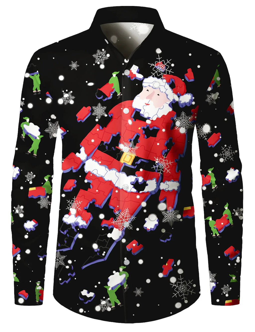 2025 Christmas Men's Christmas Humorous Holiday Funny Long Sleeve Shirt Button Up Shirt Funny Outdoor Holiday Turndown shirts