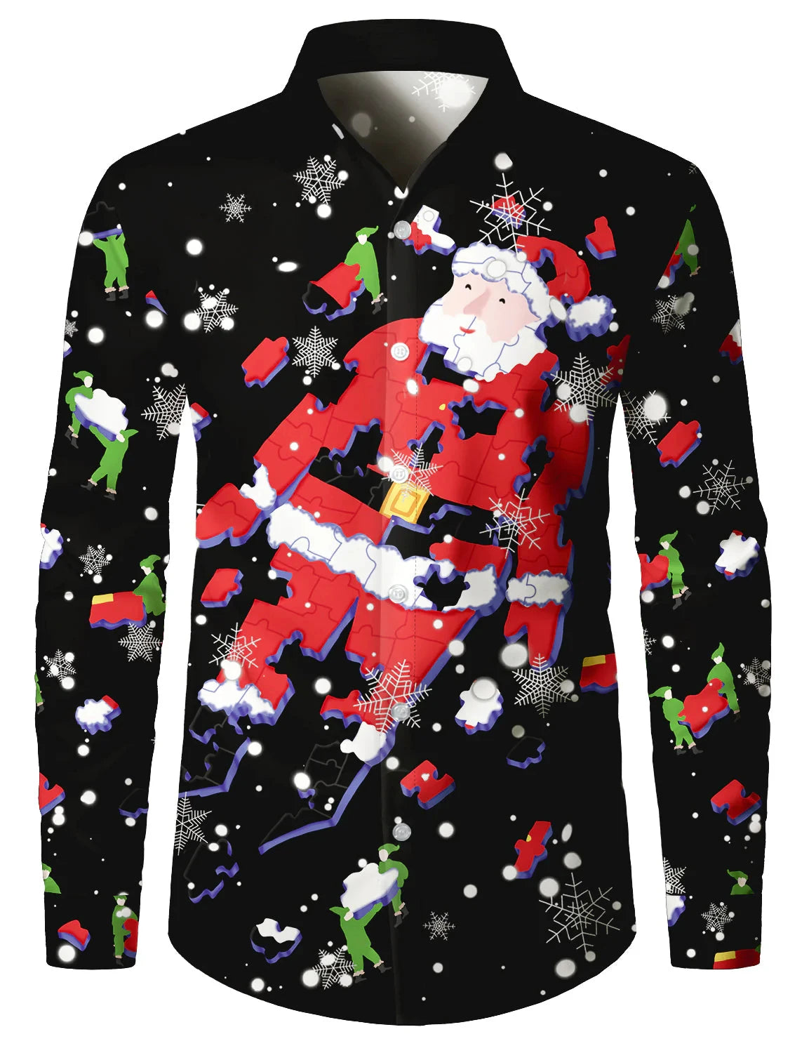 2025 Christmas Men's Christmas Humorous Holiday Funny Long Sleeve Shirt Button Up Shirt Funny Outdoor Holiday Turndown shirts