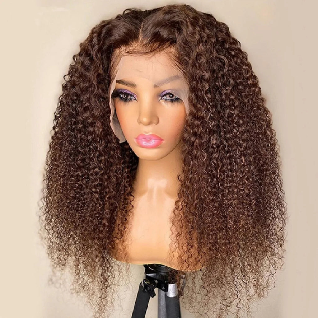 13x4 13x6 Chocolate Brown Deep Water Wave Lace Frontal Wig Brown Colored Curly Lace Front Human Hair Wigs For Women Pre Plucked