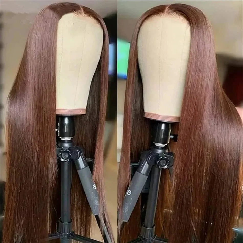 13x4 Bone Straight Chocolate Brown Lace Front Human Hair Wigs For Women Pre Plucked 13x6 Transparent Lace Frontal Cheap Wigs