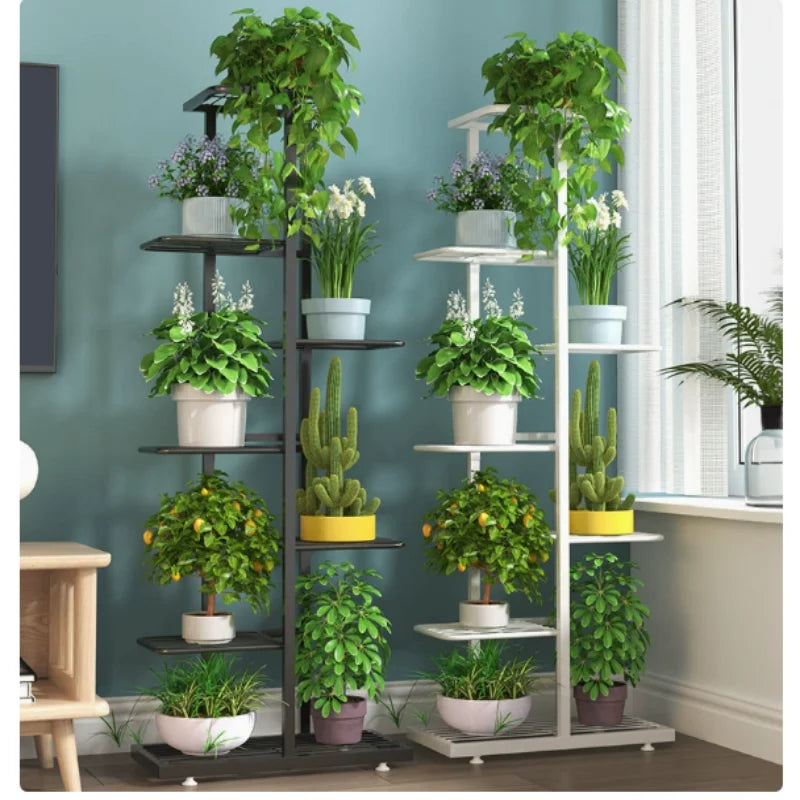 Multi-Layer Iron Plant Pot Rack Shining Flower Stand Display Holder Storage Shelf for Home Garden