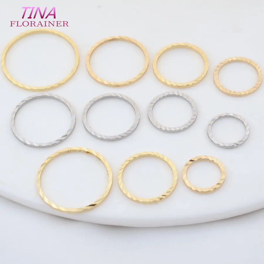 8MM 16MM 20MM 14K Gold Plated Brass Closed Rings Round Circle Charms Pendants High Quality Jewelry Findings Accessories