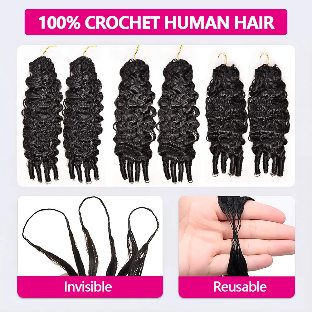 14 16 18 Inch Miracle Knots Crochet Human Hair Burmese Curly Hair Extensions 1/2/3 Bulk And Braiding Hair Deep Wave Pre-Separate Feather Crochet Human Hair 60g 3 Days Delivery To FR Brazilian ALIANNA Hair Bundles Human Hair 1