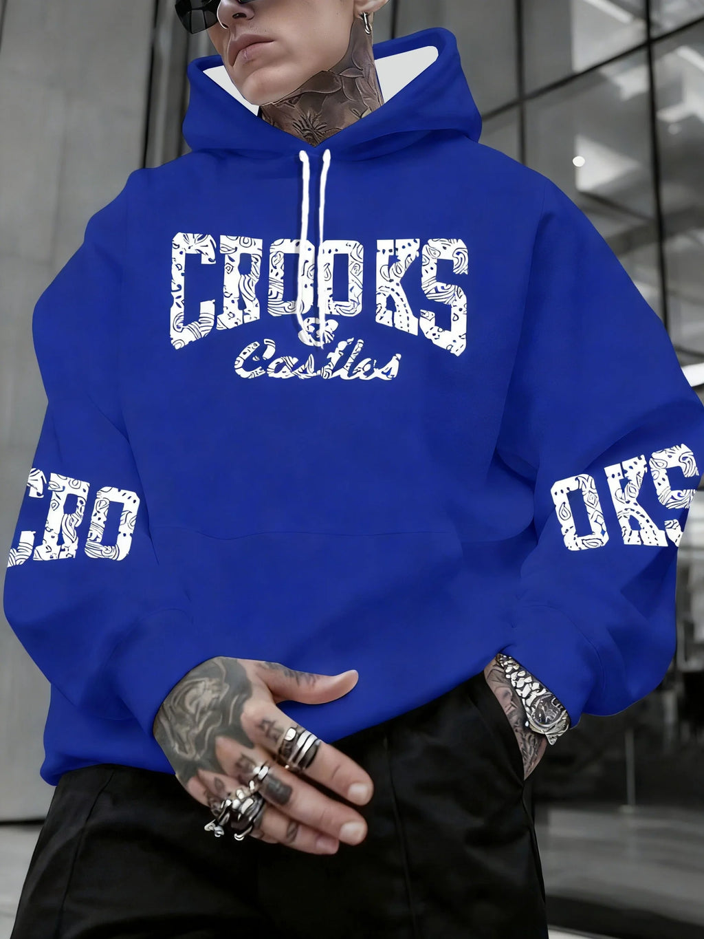 Men's Crooks & Castles Hooded with Iconic Print - Loose Fit Streetwear Hoodie, Slight Stretch Fabric, Machine Washable Winter