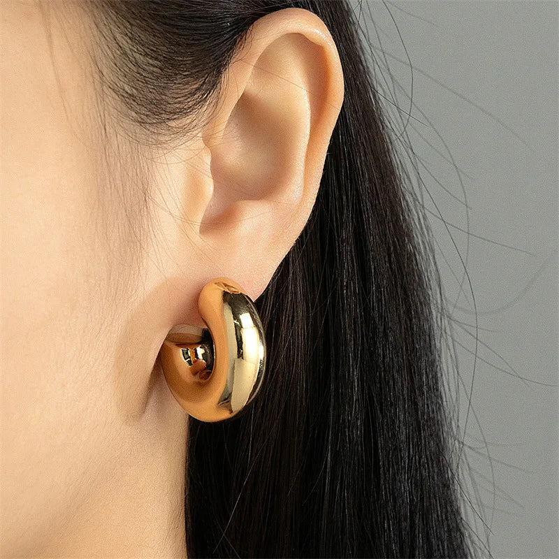 Fashion Chunky C-shape Drop Earrings for Women Geometry Round Circle Dangle Earrings Punk Party Simple Design Jewelry