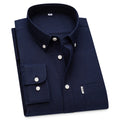Men's Hard-wearing Comfortable 100% Cotton Long Sleeve Dress Shirt with Pocket, Spring Autumn Casual Oxford Button-Down Shirts