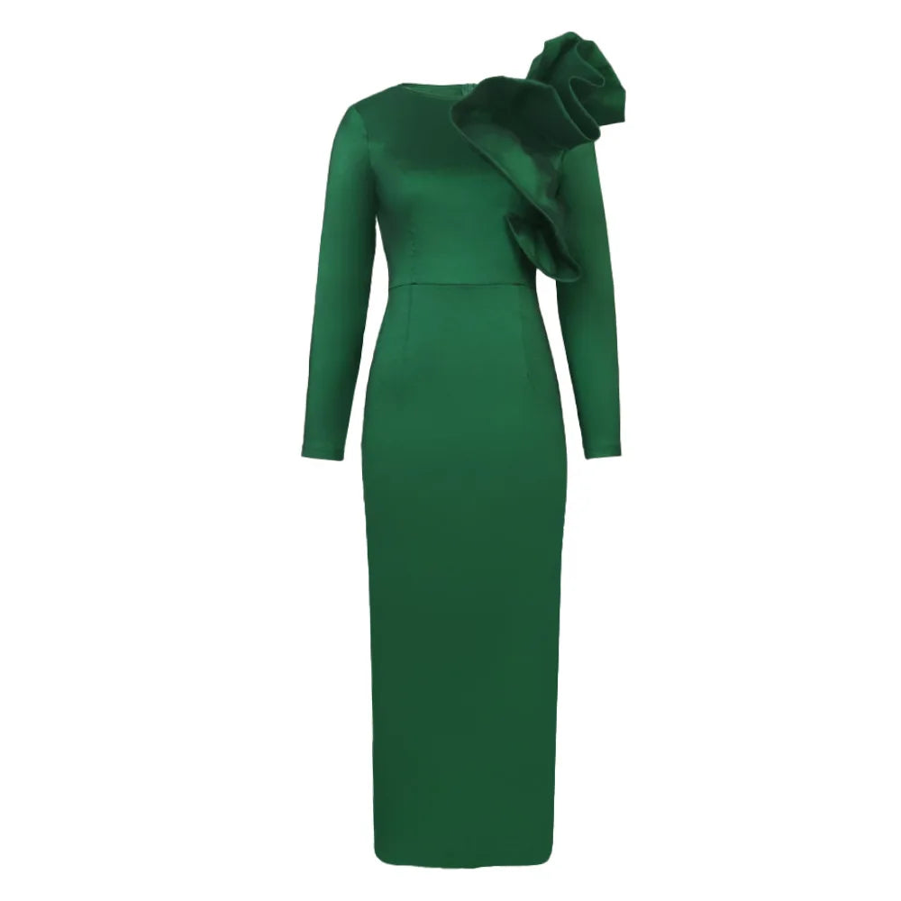 Prom Dresses Elegant Beautiful Womens Dresses Plus Size Elegant Party Dress Lotus Leaf One-Step Luxury Long Evening Dress HXY03