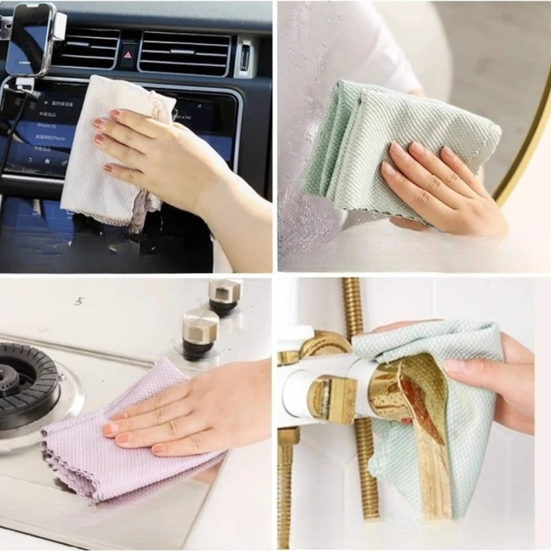 10Pcs Reusable Lint Free Ultra-fiber Microfiber Cleaning Cloth for Car Mirror and Kitchen Mirror Surface No Marks Left