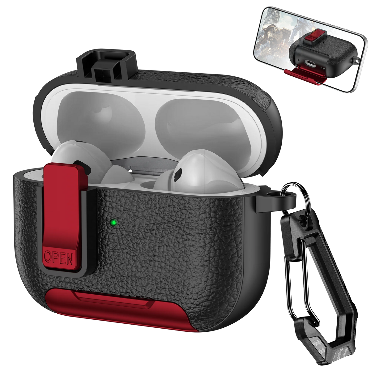 Phone Holder cortex Case For AirPods Pro 3  Bluetooth headset Cover For AirPods Pro 2 or AirPods 1 2 3 4 Pro Case With Hook