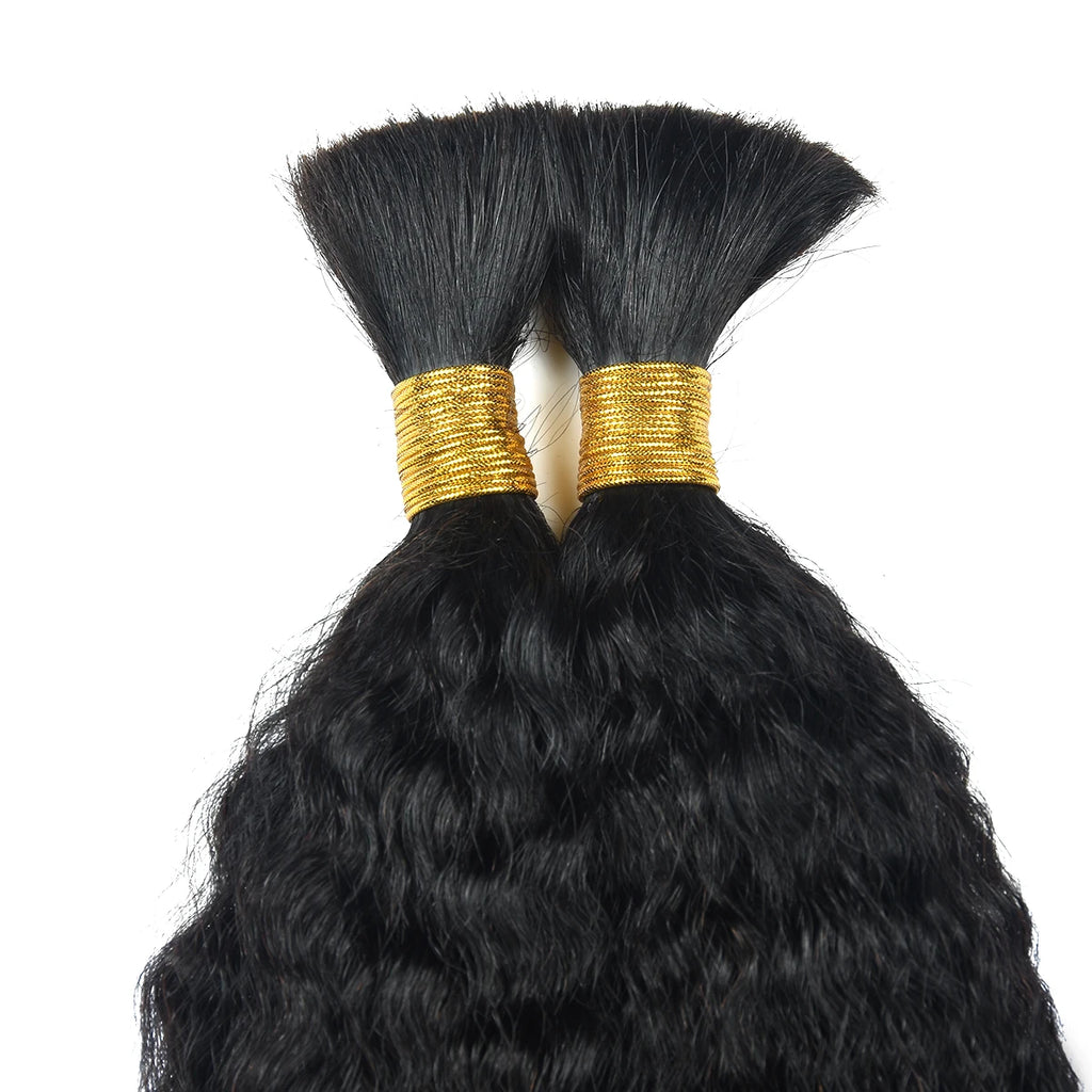 2 Bundles Human Braiding Hair for Boho Braids Brazilian 100% Human Hair Kinky Straight Bulk Human Hair for Braiding 100G